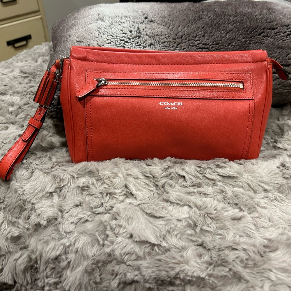 Coach Vibrant Red Leather Clutch